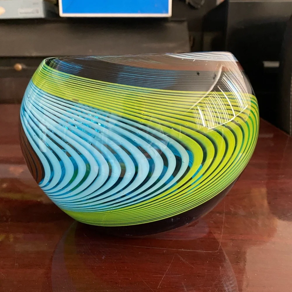 Multicolor Swirl Glass Art Vase